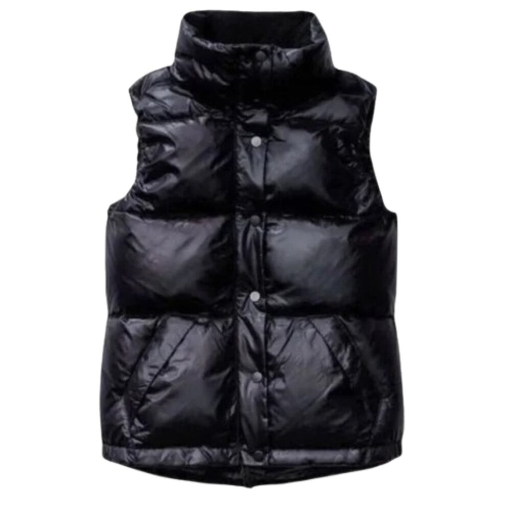 Aritiza Community Down puffer Vest in a Glossy Black Finish XXS